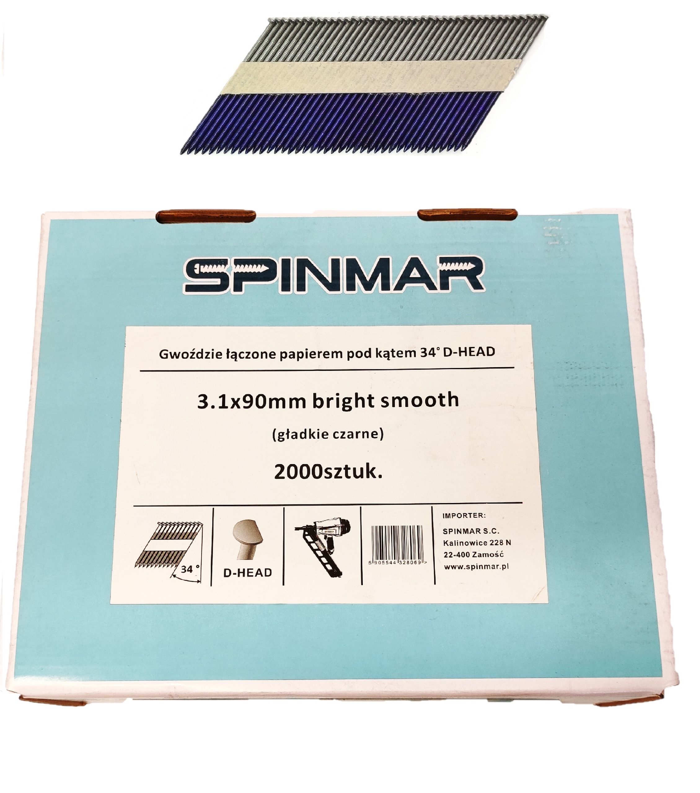 

Gwoździe do gwoździarki łączone papierem 3,1x90 Gc