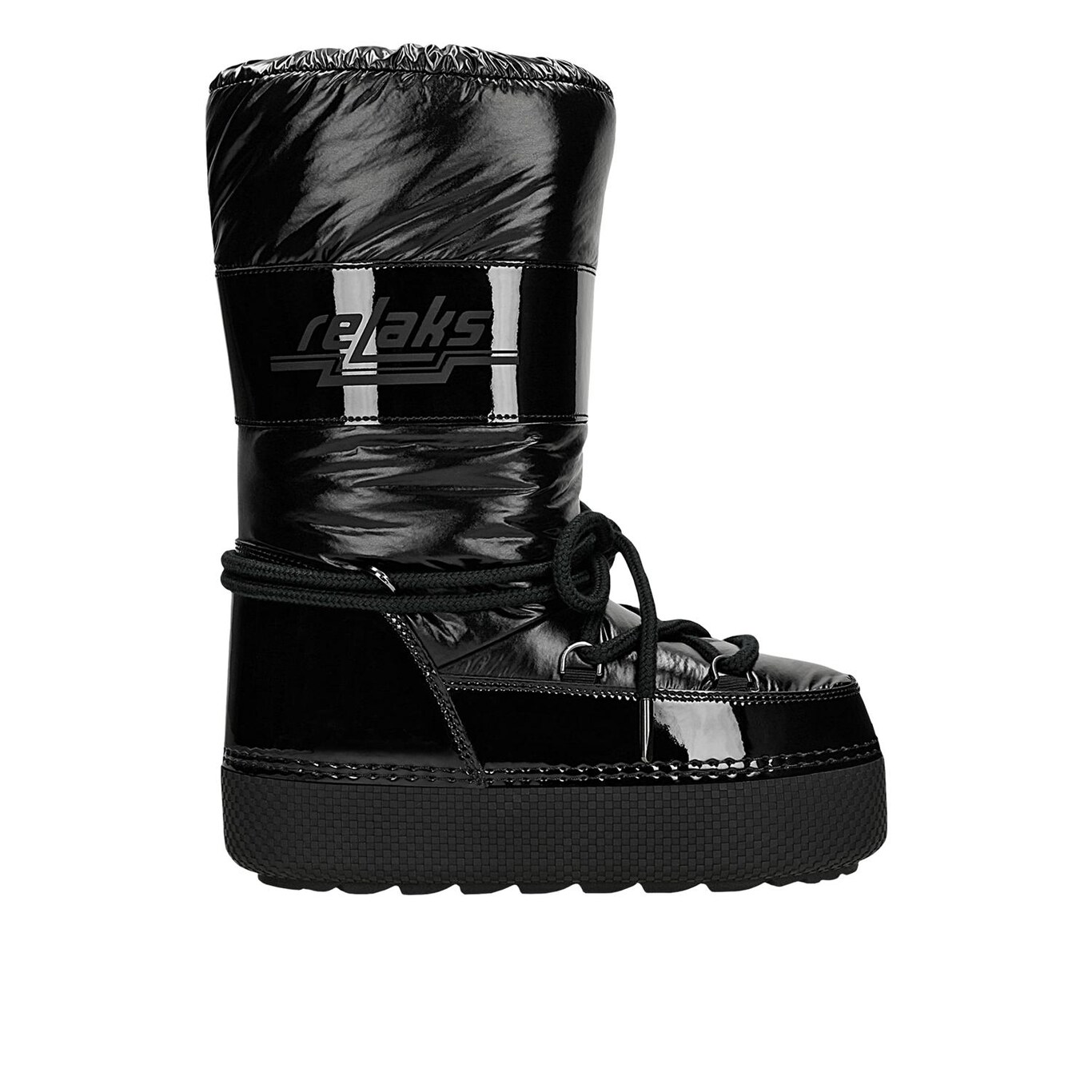 Relaks vysoké lakované dámské sněhule na masivní podrážce vel.