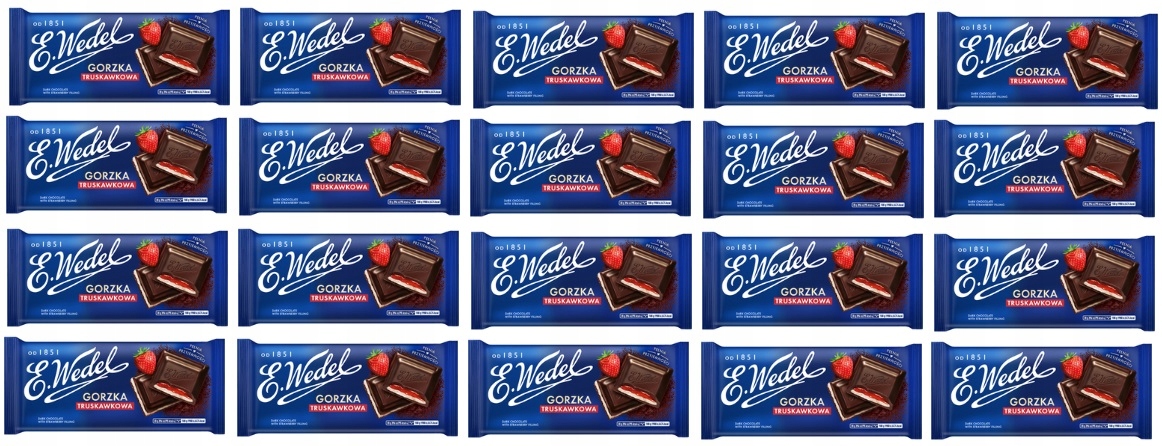 20x 100g Wedel Czekolada Gorzka Truskawkowa Karton
