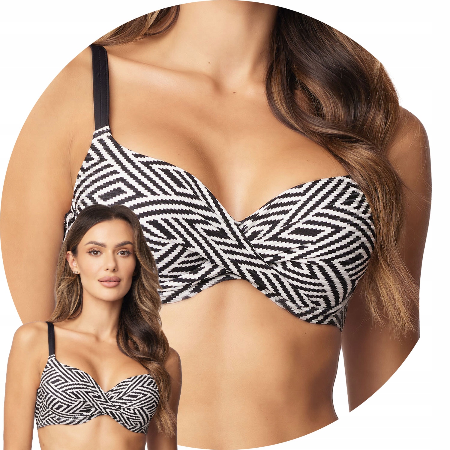 Vivisence 3222 Plavková podprsenka push-up černá-bílá 85D