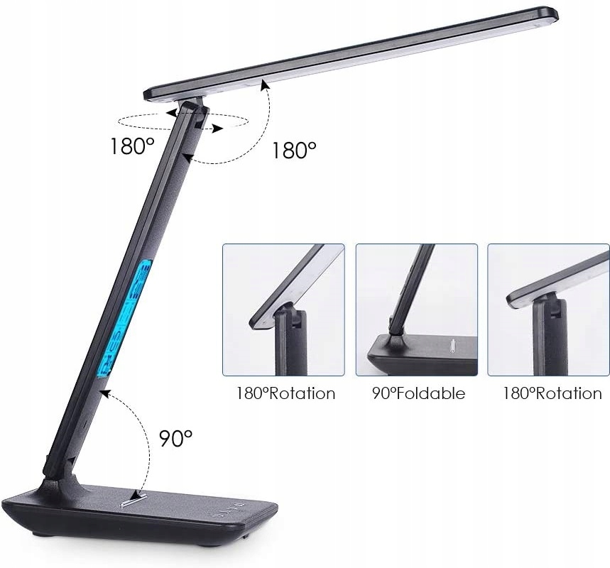 Lampka biurkowa LED lampa na biurko WYŚWIETLACZ LED Zegar Data 5 jasności Rodzaj gwintu zintegrowane źródło LED