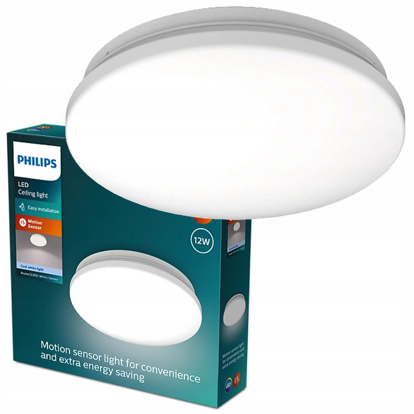 Stropní Svítidlo Stropní Svítidlo 12W 1500lm 4000K Snímač soumraku Bílá Philips