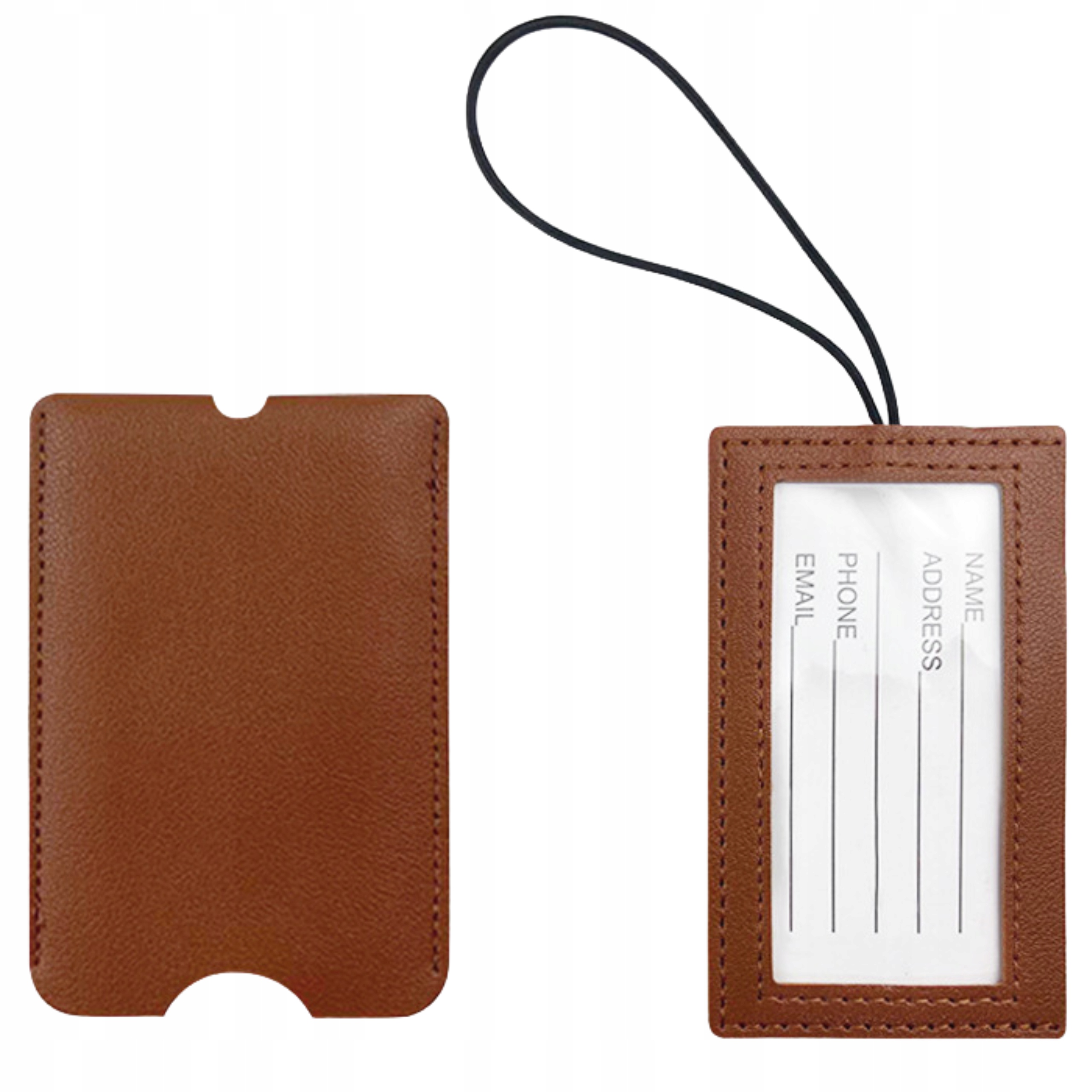 Zawieszka na walizkę bagaż z wkładką identyfikacyjną 11x7cm Brązowy