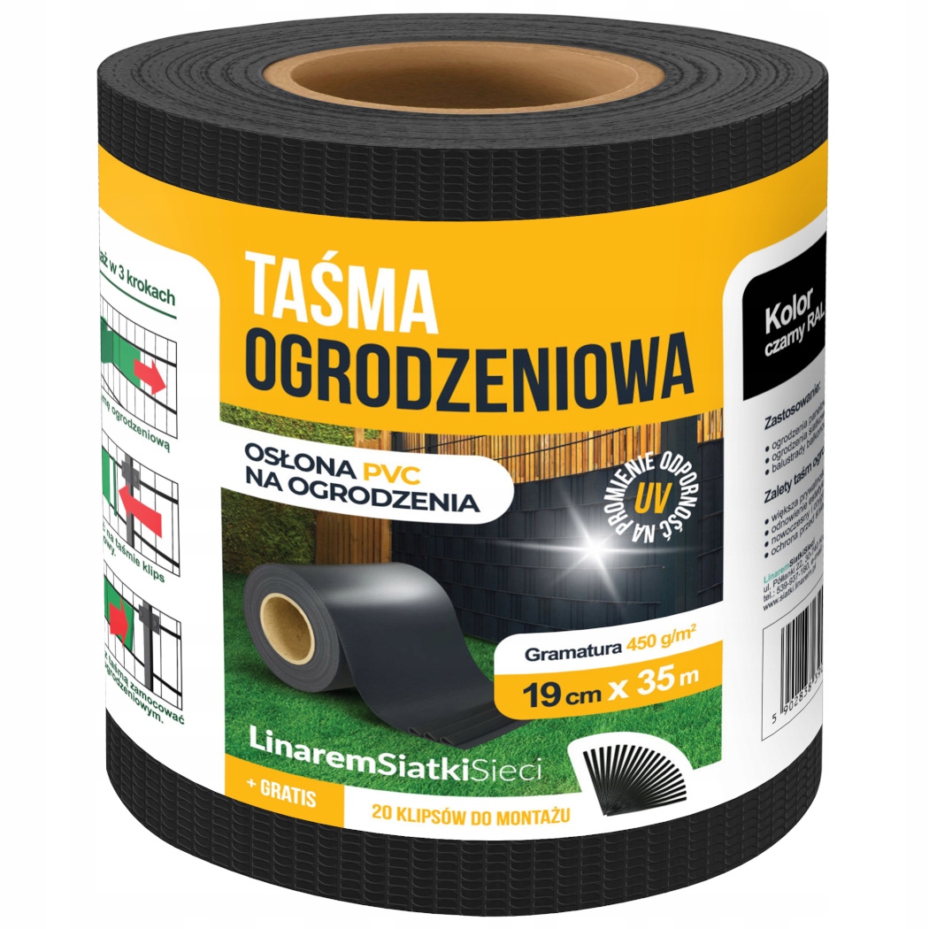 

Taśma Ogrodzeniowa Osłona Paneli Płot 19x35 Czarna
