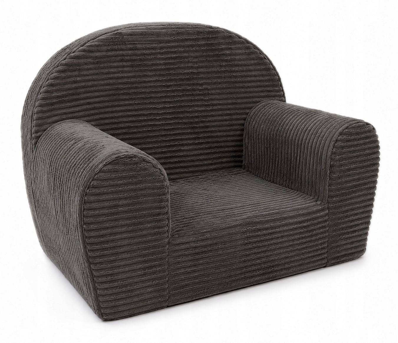 Fotelik piankowy dla dzieci sofa pufa miękki sztruksowy ciemno brązowy