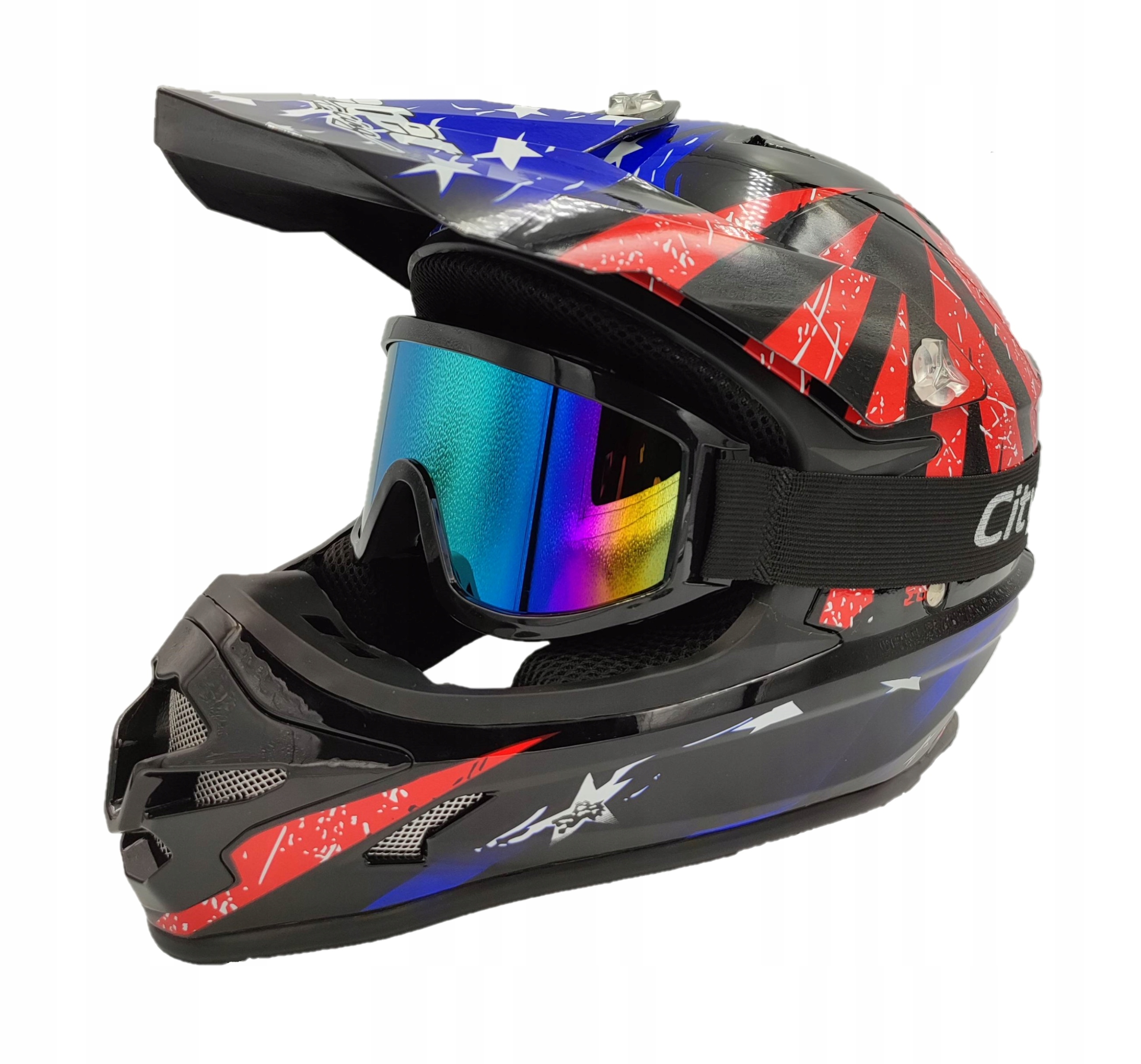 KASK CROSSOWY ROWER ENDURO CROSS QUAD ATV LEKKI NA PREZENT ROZMIAR M Kolor czarny czerwony niebieski