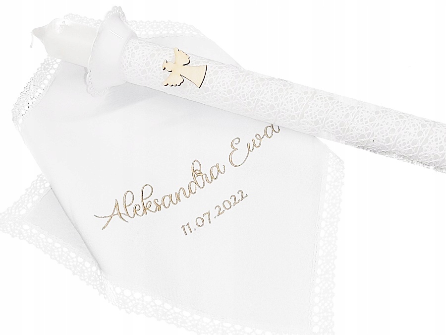 

Delikatny zestaw do chrztu-haft imię data