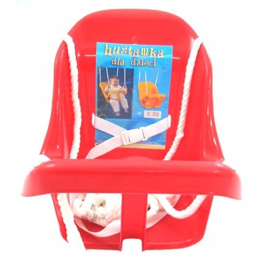 Huśtawka wisząca kubełkowa z pasem i regulacją lin -CZERWONA produkt POLSKI Materiał tworzywo