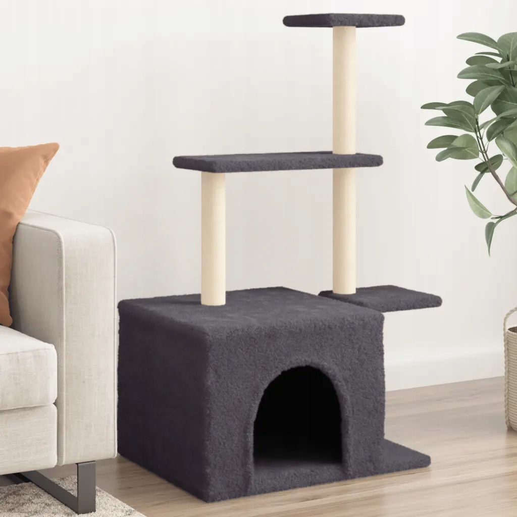 Levně Petrashop Škrabadlo pro kočky se sisalovými sloupky tmavě šedé 110 cm Šedá