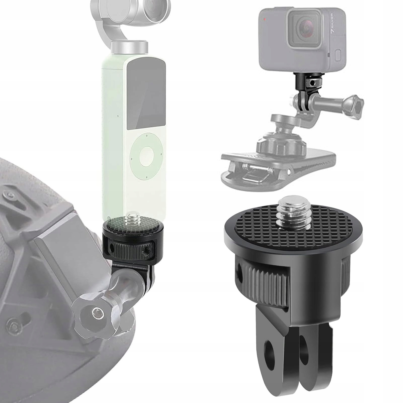 MIKQKY 2 Sztuki Adapter Stojaka Aluminiowy 1/4 Cala Do Kamer Akcji — miniatura 5