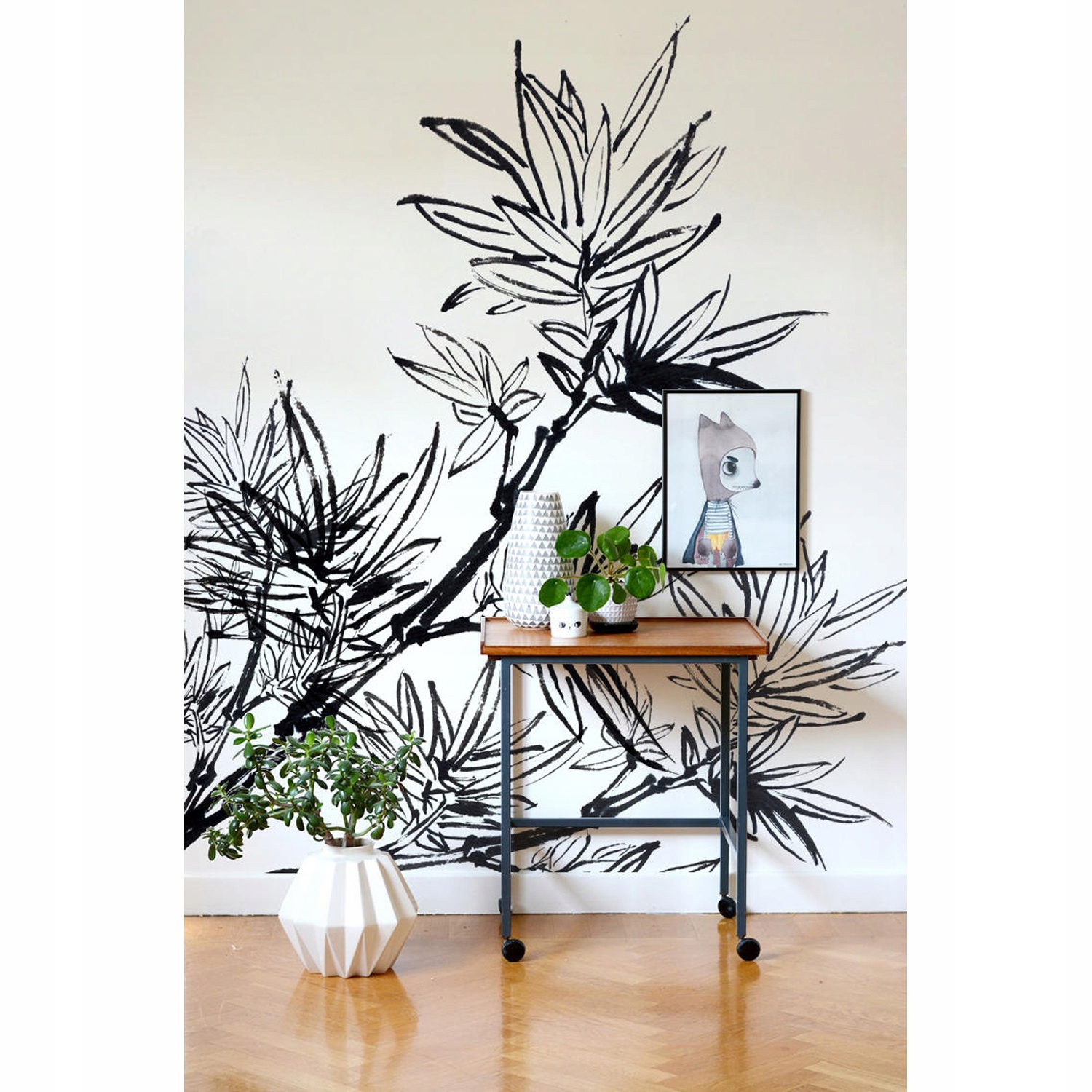 

Tapeta flizelina Czarnobiałe kwiaty 152x104 + klej