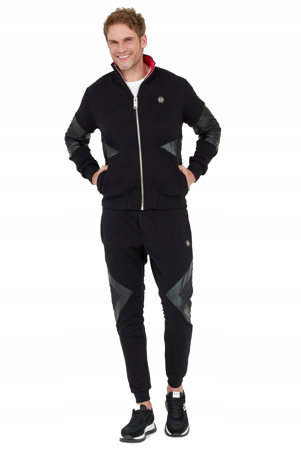 Philipp Plein – prošívaný černý teplákovka pro muže, velikost M