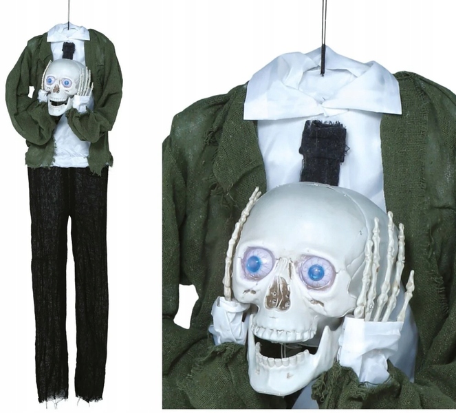 Závěsná Dekorace Interaktivní Lebka V Dlaních 145 CM Halloween