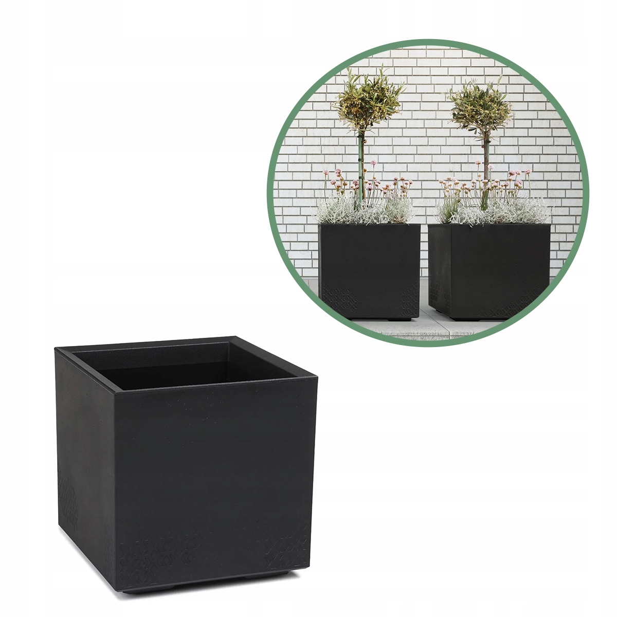 Kwietnik stojak na kwiaty Doniczka 40x40 cm kwadratowa Lamela Karo czarna