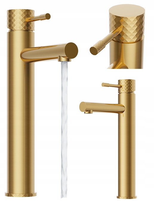 Stojanková umývadlová batéria vysoká do kúpeľne brushed zlatý kohútik Glami