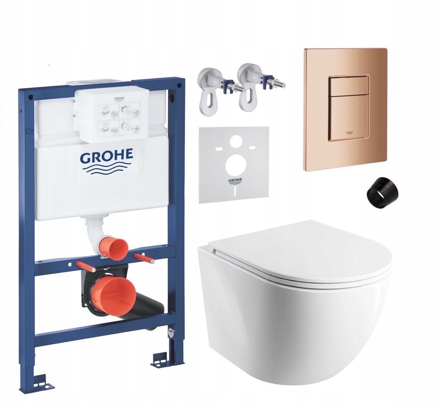 7v1 Podomietková Wc Súprava Stelaz Grohe 820 mm, Wc Miska Omnires, Tlačidlo