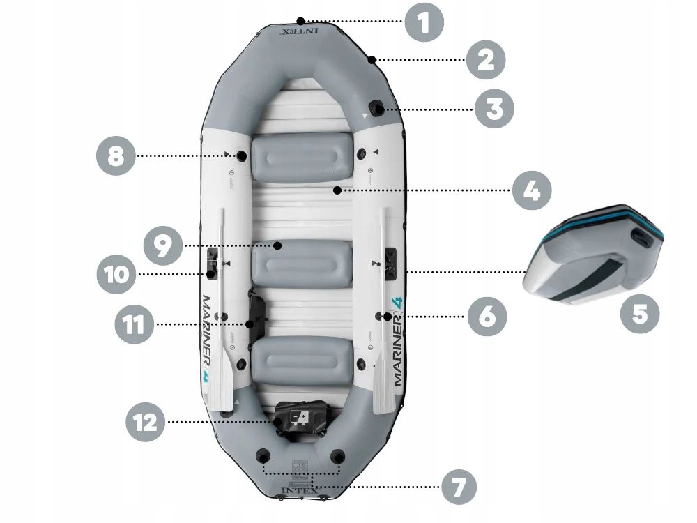 Ponton Intex Mariner 4 osoby osobowy z Pompką Wiosłami 68376 MODEL 2024 Kod producenta 68376