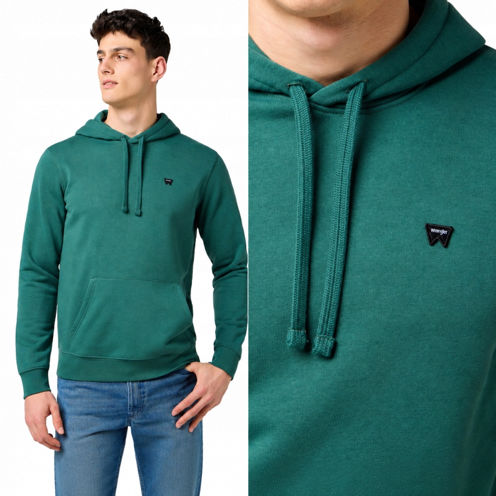 Wrangler zelená mikina s kapucí (klokanka) Sign Hoodie Bistro Green L