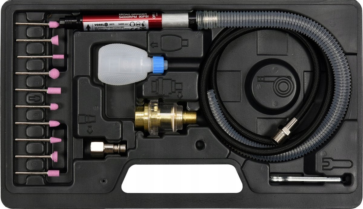 ZESTAW SZLIFIERKA PNEUMATYCZNA PROSTA MINI 16 EL Producent code 80970
