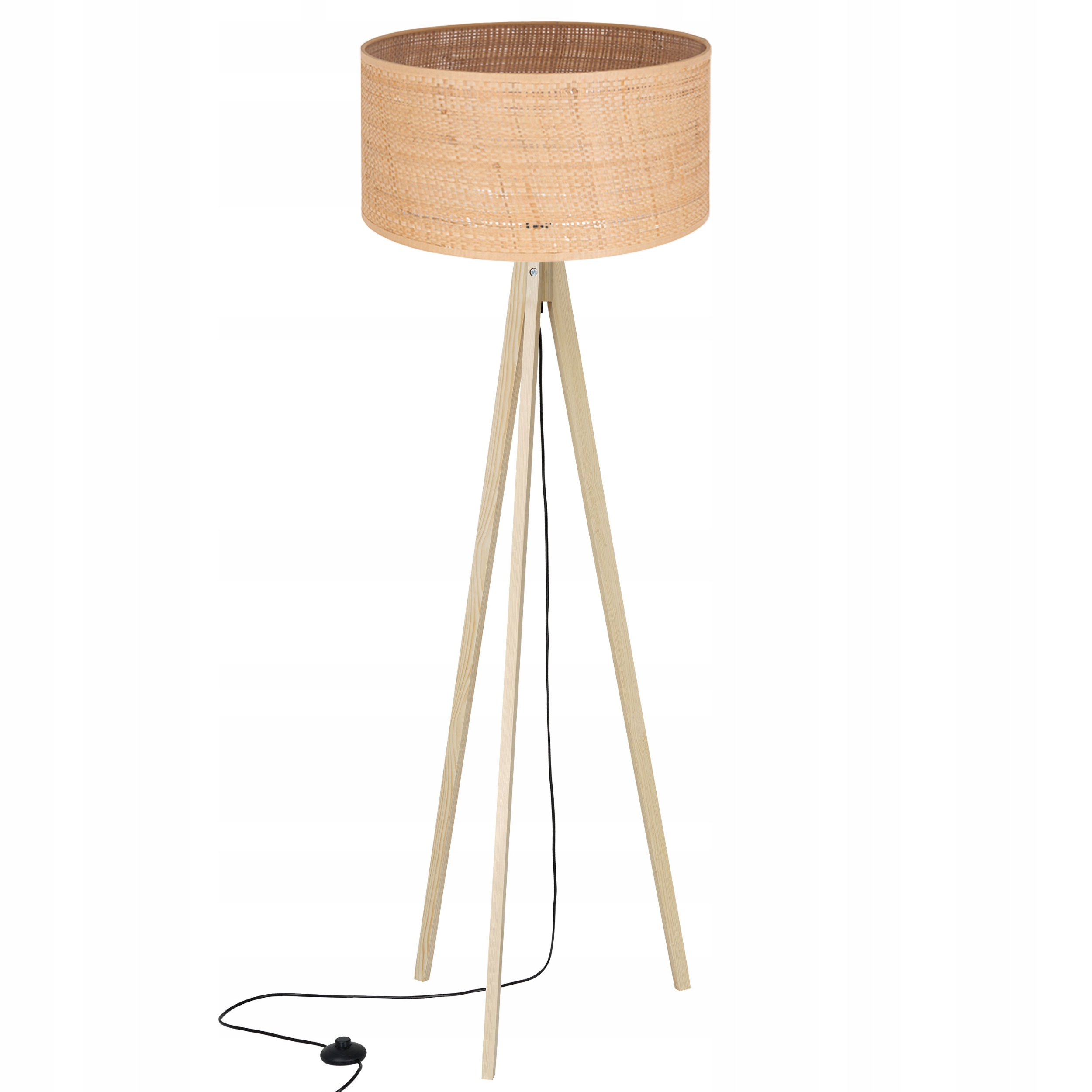 

Ratanowa Lampa Podłogowa Stojąca Trójnóg Drewno