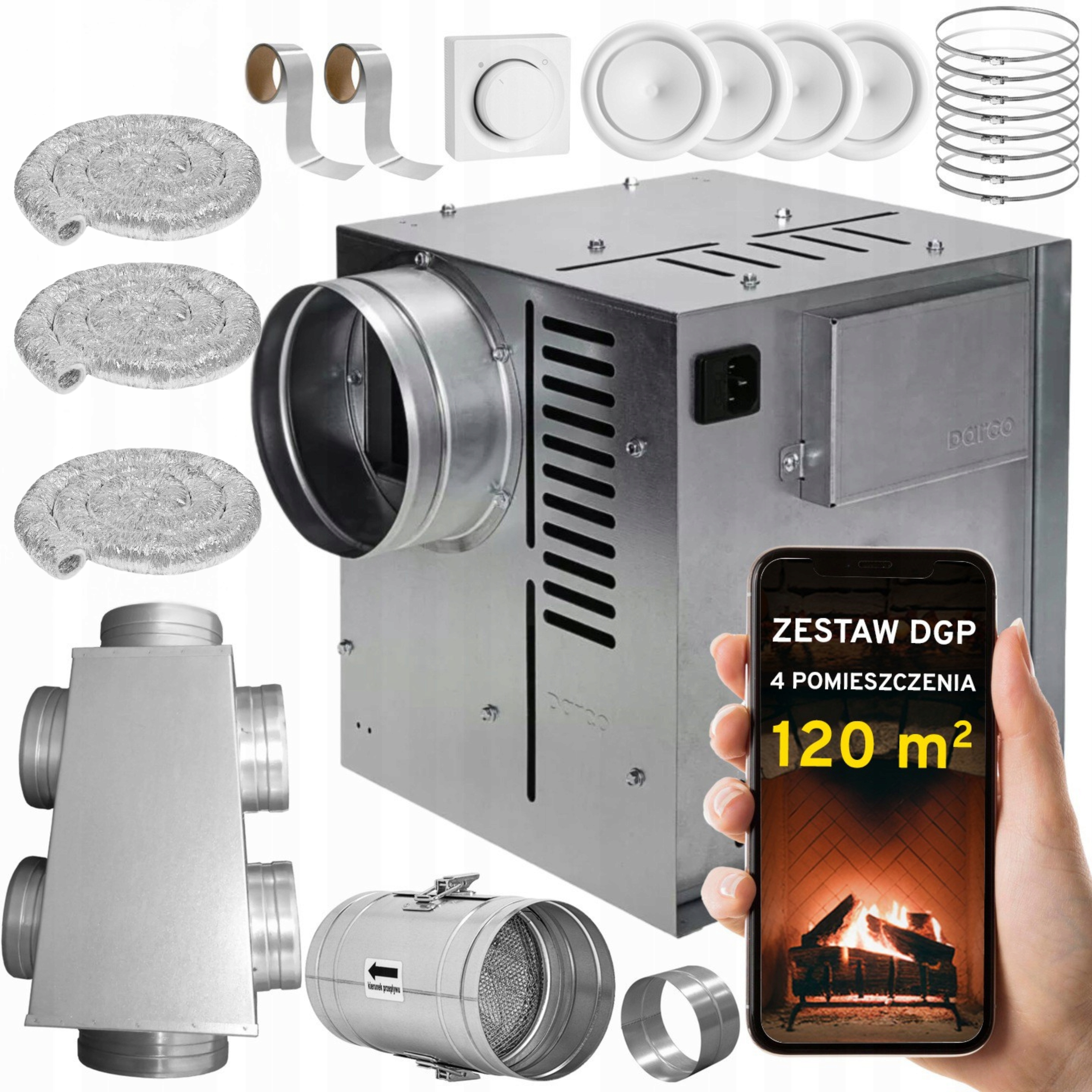 Komínová Turbína Ventilátor Komínový Set Dgp 4 miestnosti 120 m2