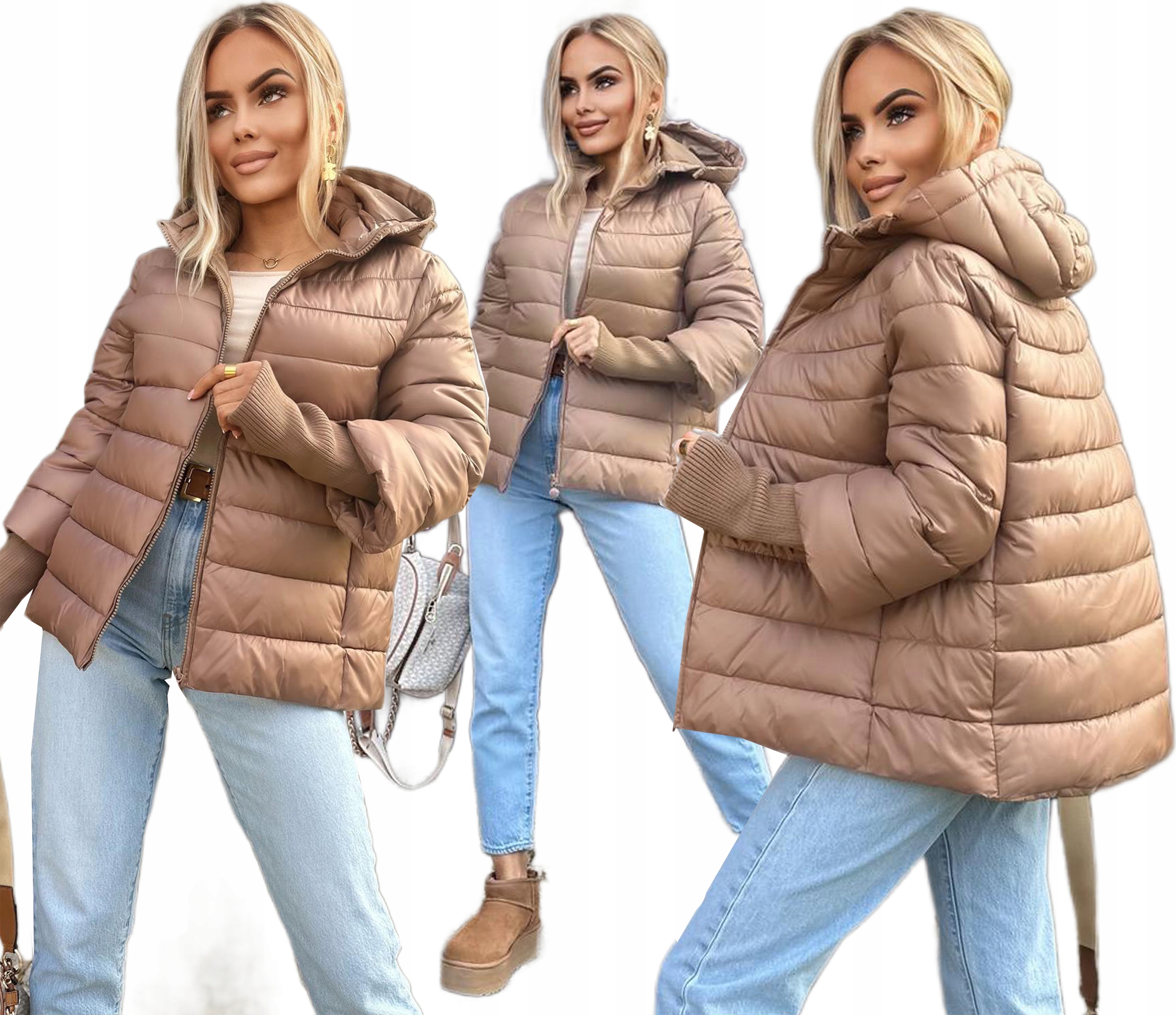 Silná teplá zimní dámská prošívaná kapuce se stahovacími rukávy 52 Doris