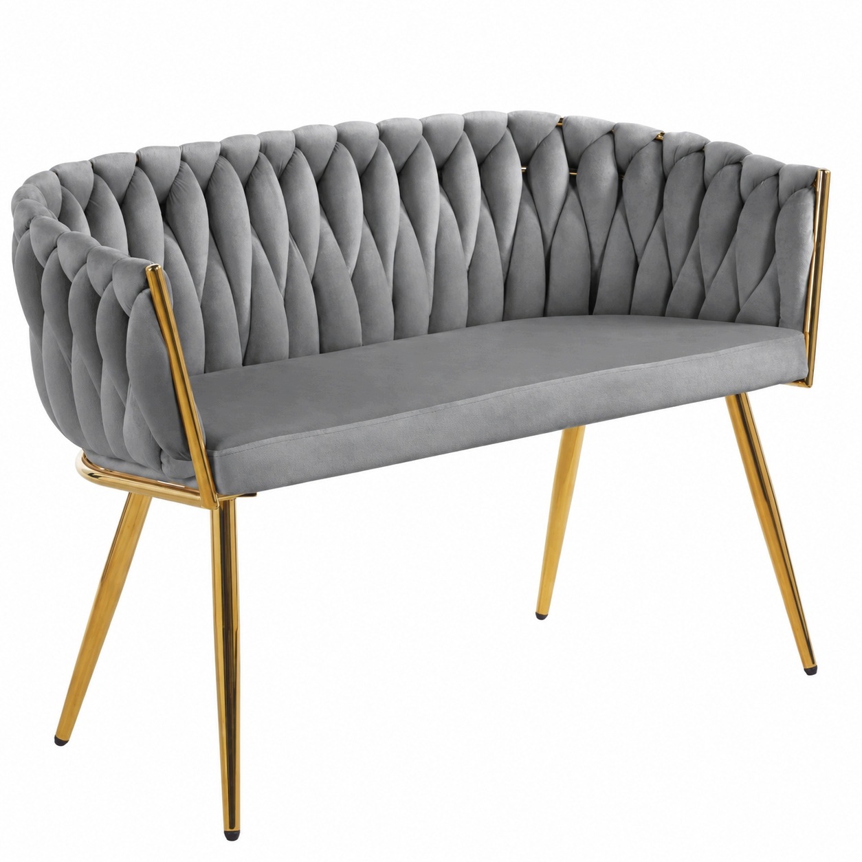 Sofa Glamour Kanapa dwuosobowa przeplatana velvet szara welurowa Imperia