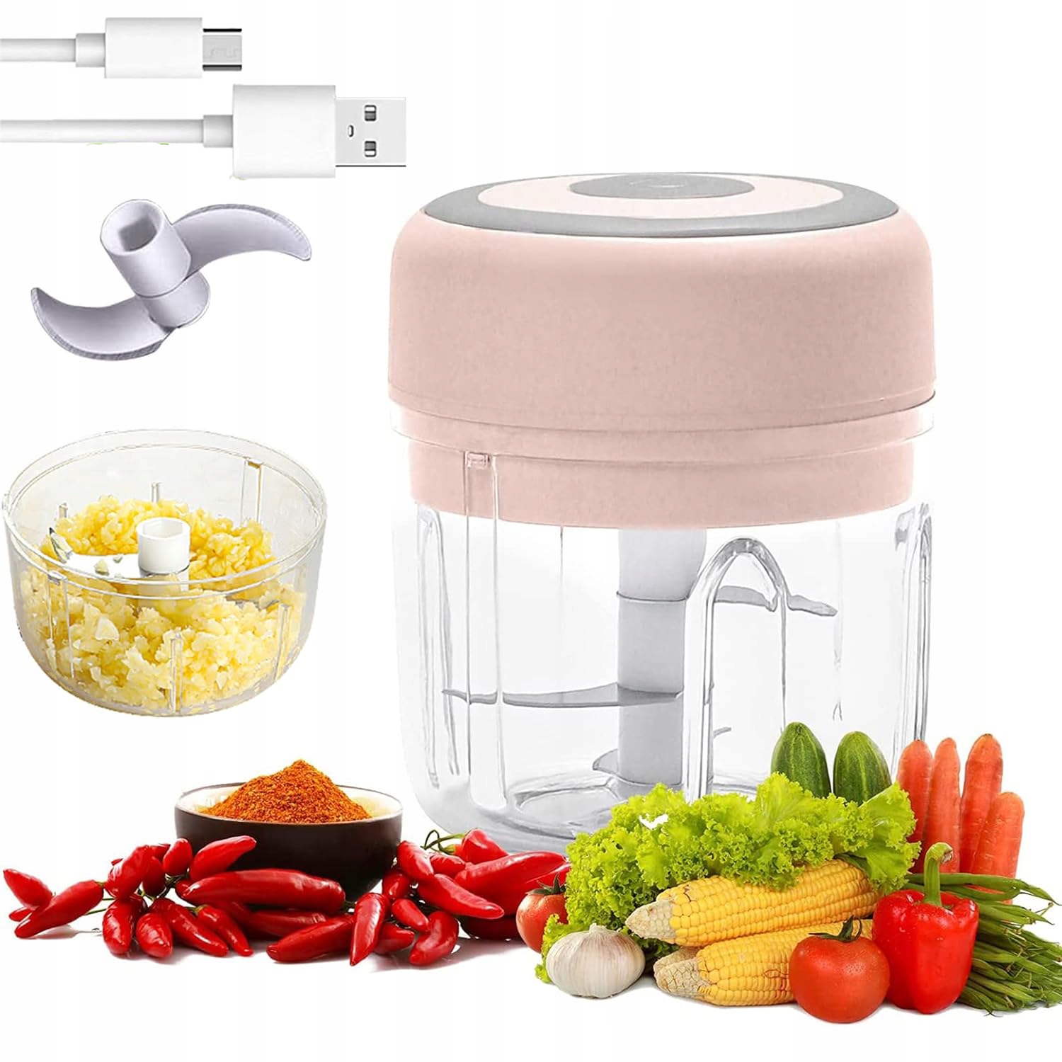 ELEKTRYCZNY ROZDRABNIACZ SIEKACZ MINI DO CEBULI/CZOSNKU Marka inna