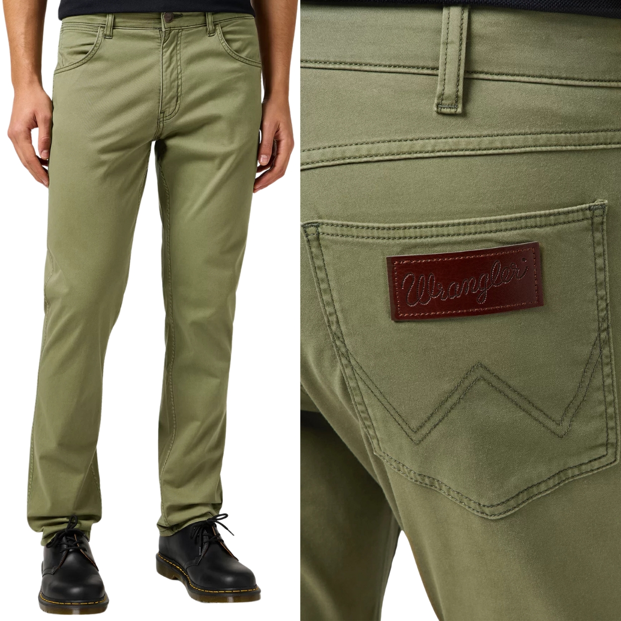 Wrangler Greensboro Dusty Olive jednoduché zelené látkové kalhoty W31 L34