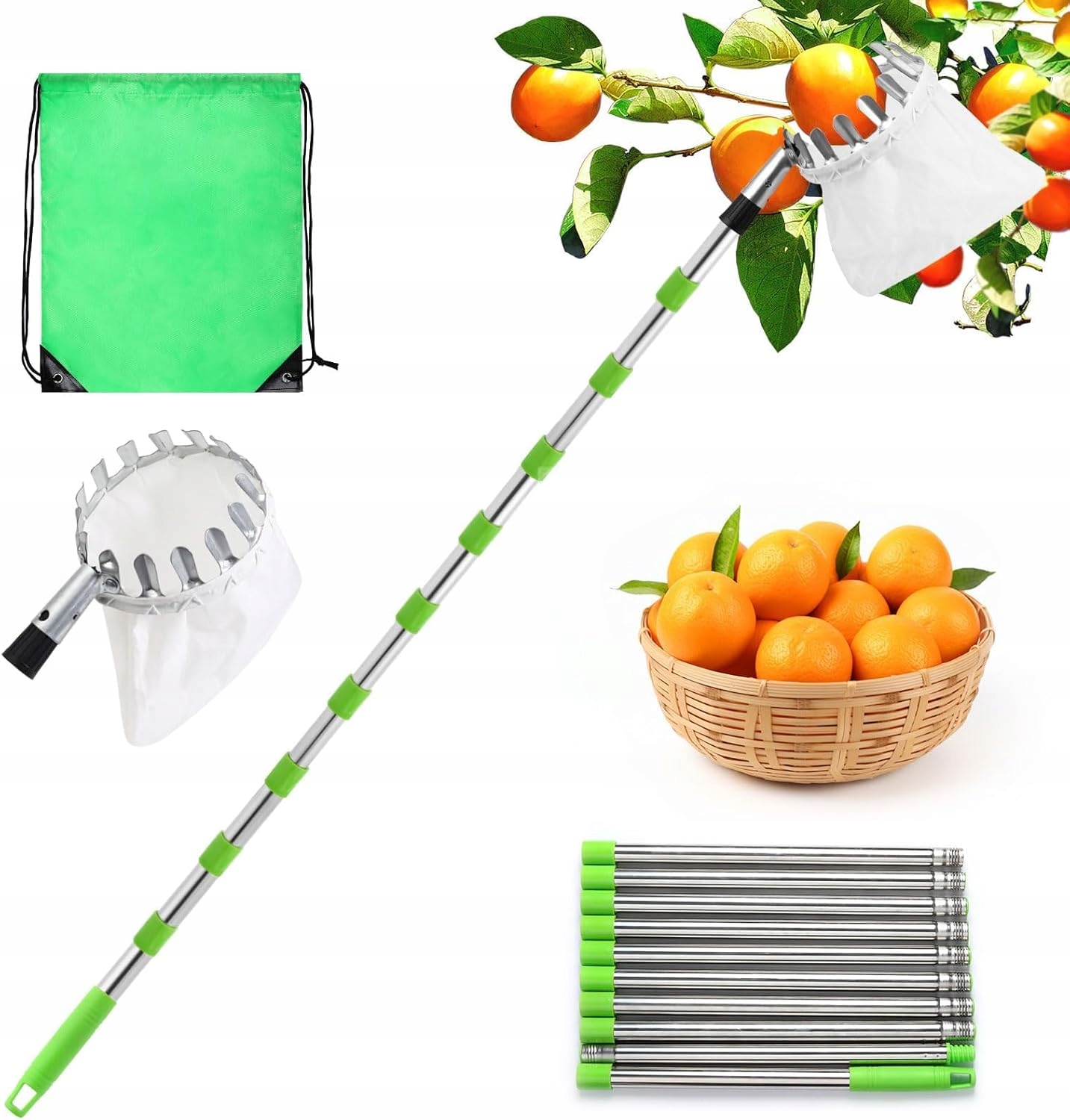 Teleskopický Sběrač Ovoce 3,20 M S Nastavitelnou Výškou, Robustní