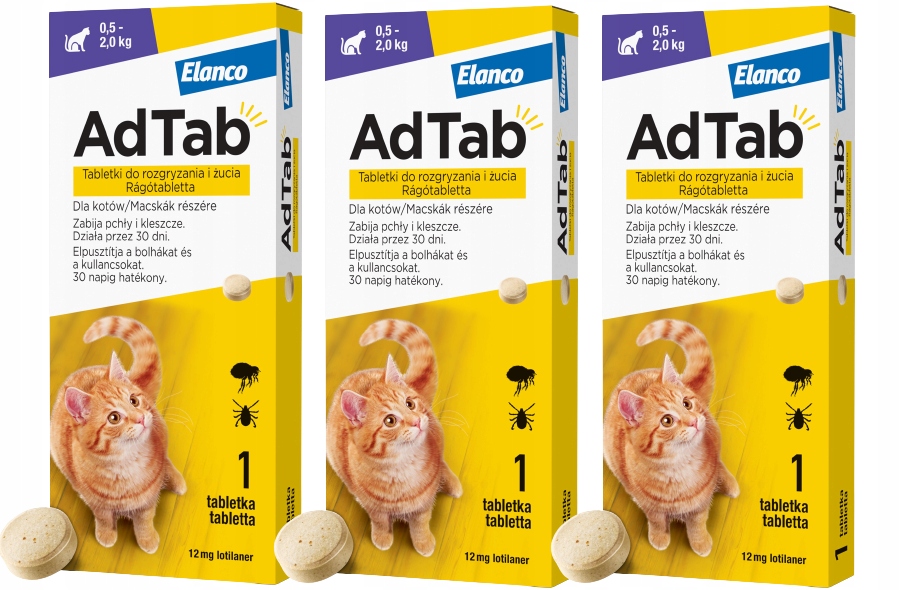 Adtab Tabletki Kota Pchły Kleszcze 90 dni 0,5-2kg