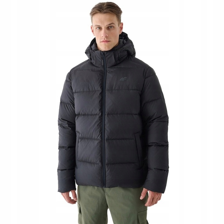 Pánská péřová bunda 4F s kapucí M513 Velikost XL
