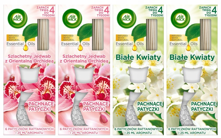 Levně Patyczki zapachowe Air Wick Jedwab Kwiaty 25ml x4