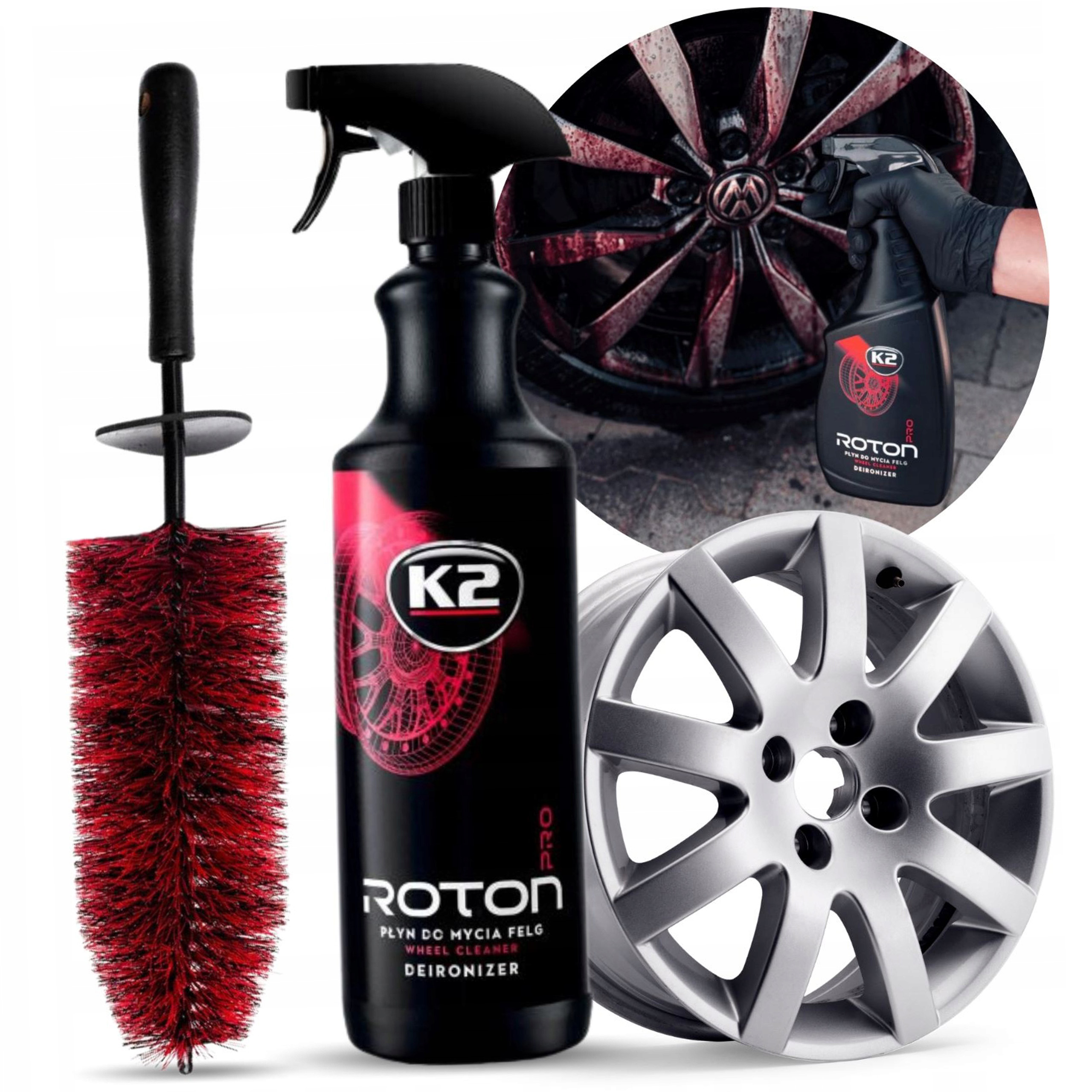 K2 ROTON PRO ŻEL DO MYCIA FELG 1L + SZCZOTKA