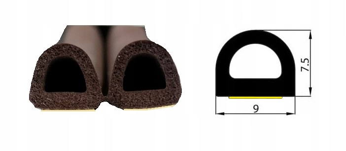 USZCZELKA SAMOPRZYLEPNA BRĄZOWA D 9X7,5mm 100 mb Kod producenta SD-1AX/4 BRĄZOWA