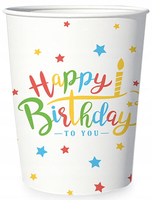 

Kubeczki Kolorowe urodziny Happy Birthday 6szt