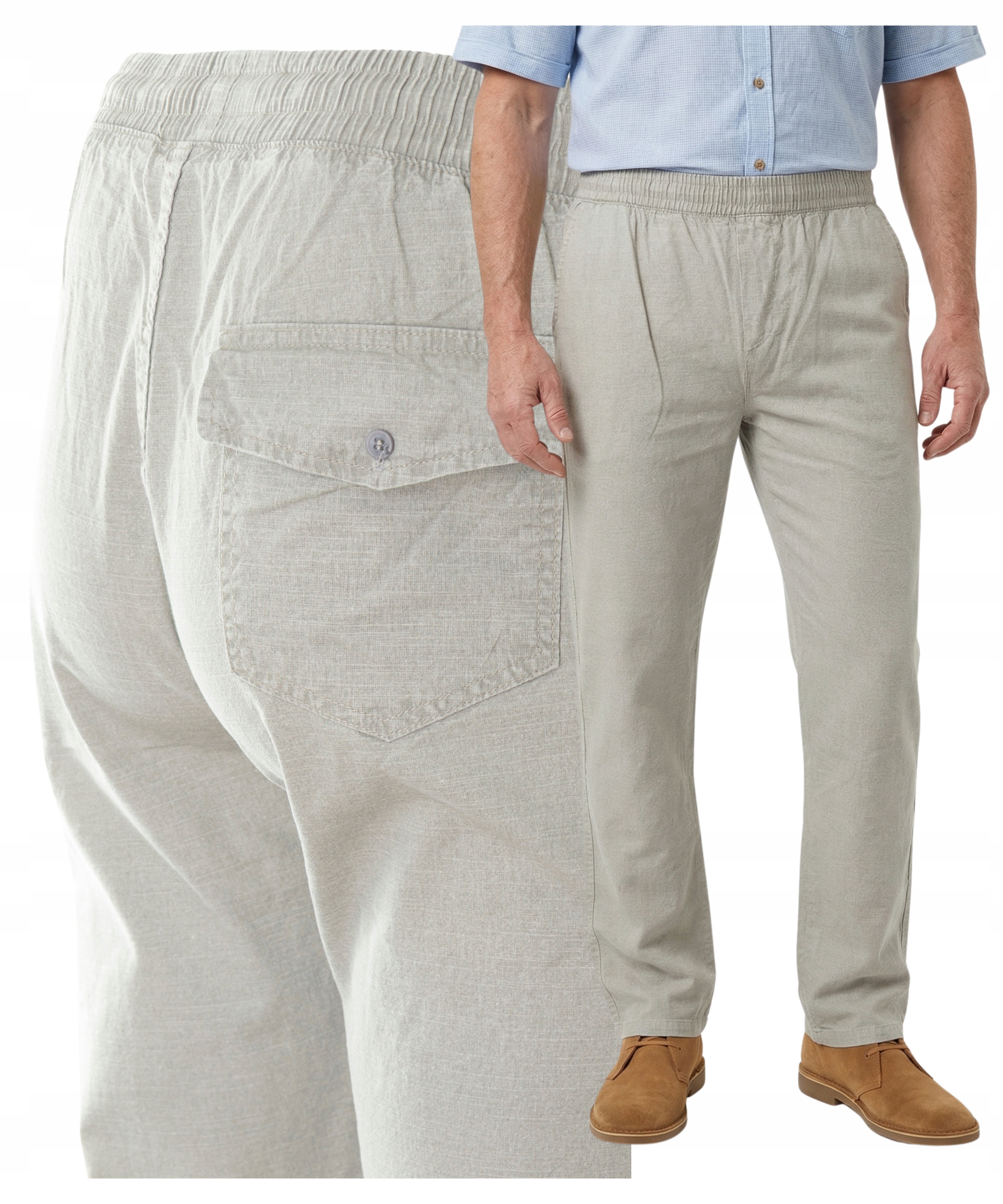 Spodnie Materiałowe Męskie Bawełna Casual Letnie Wiosenne Szare Rozmiar 3XL