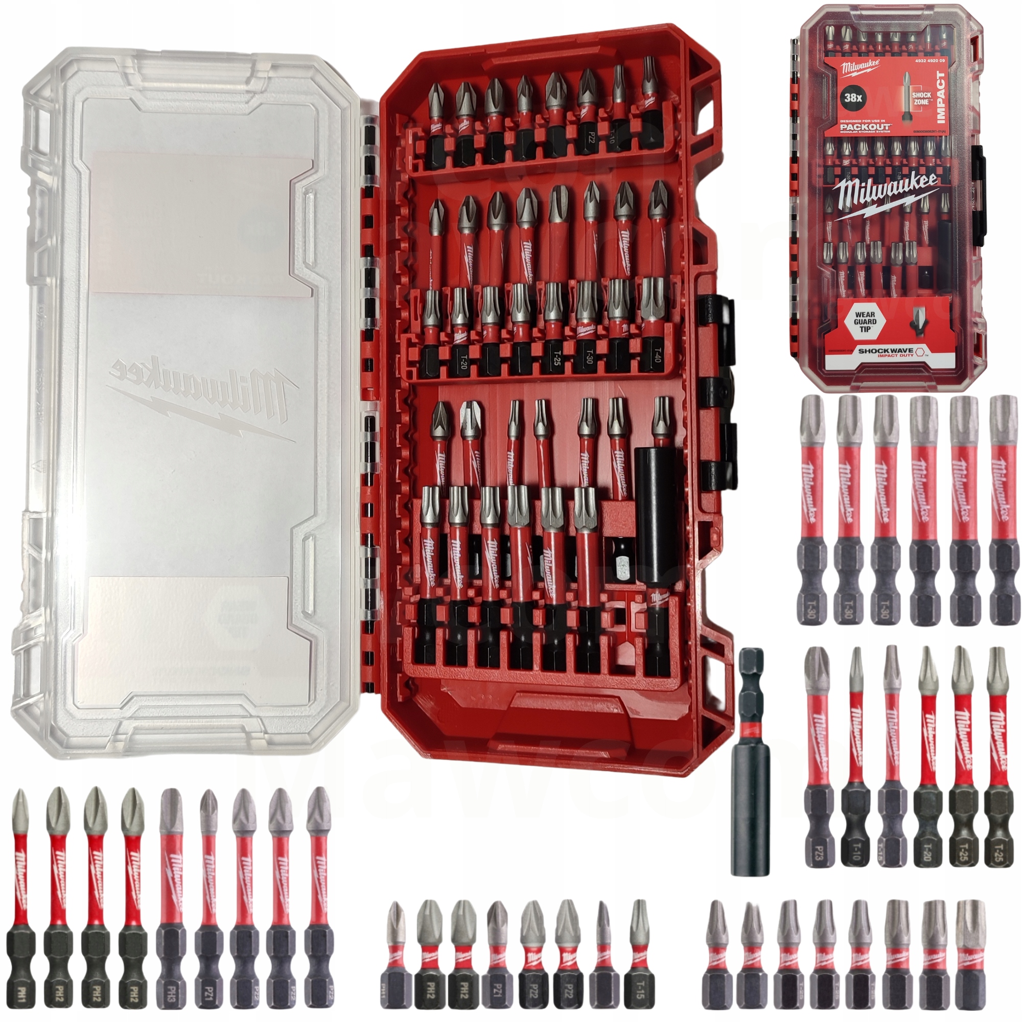 Milwaukee Zestaw bitów udarowych 38sztuk Ph Pz Tx 4932492009