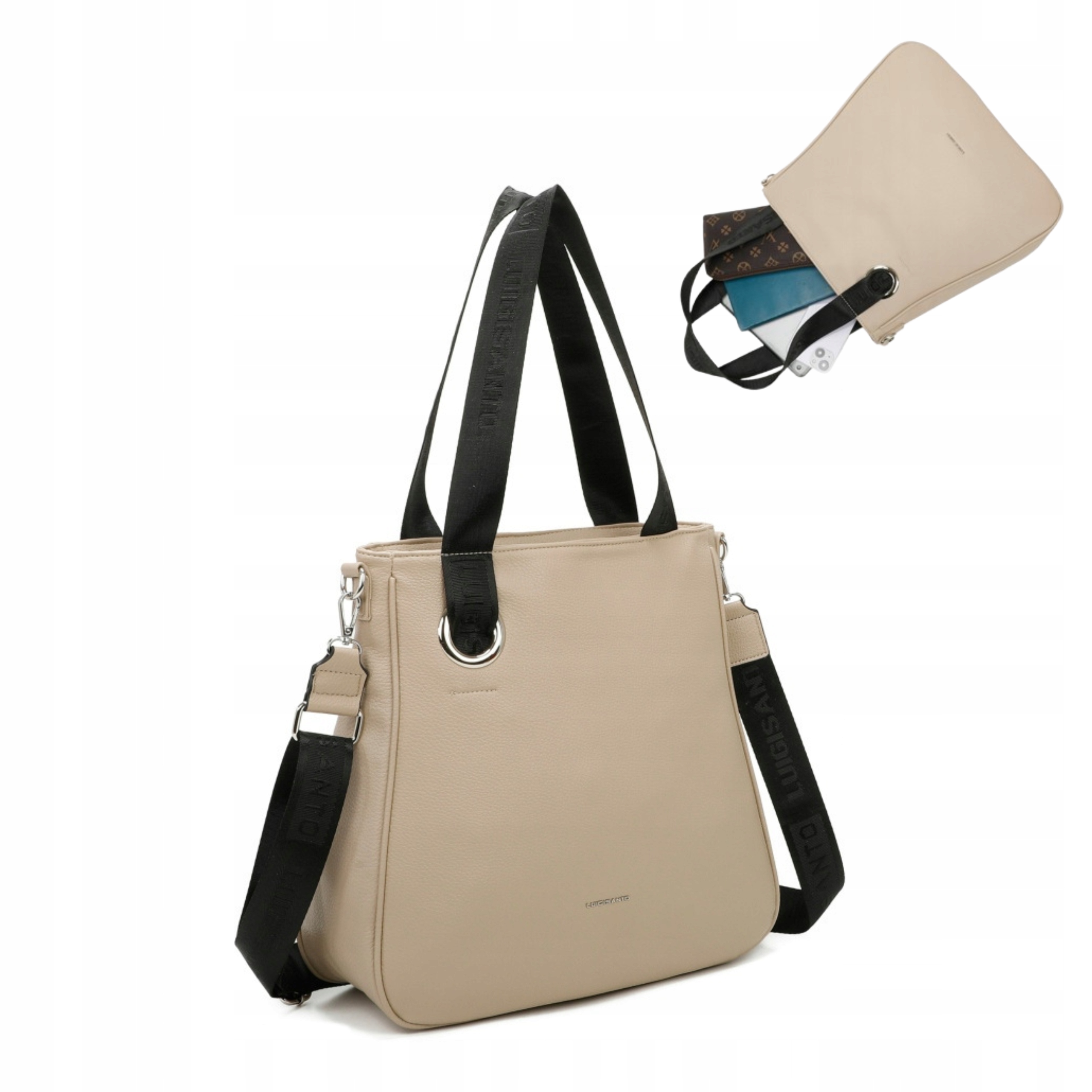 Dámská nákupní kabelka Béžová Městská Elegantní Eko Kůže Taška