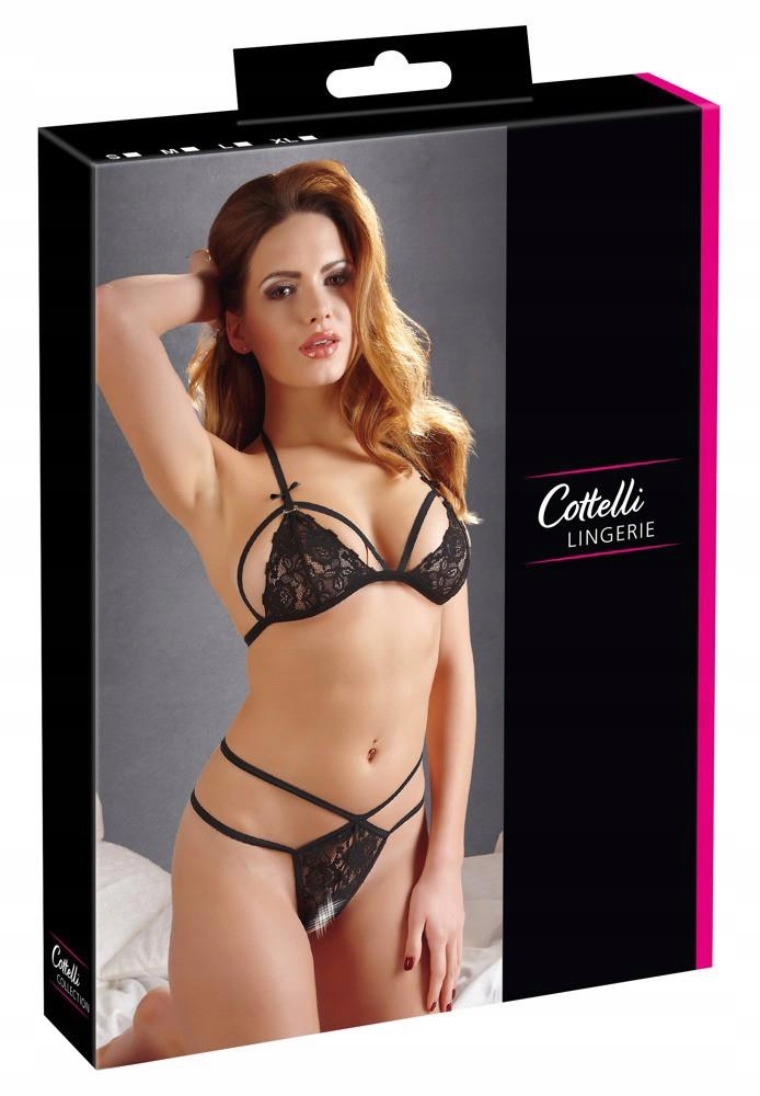 Biustonosz miękki Cottelli Collection Lingerie Lace set - black czarny