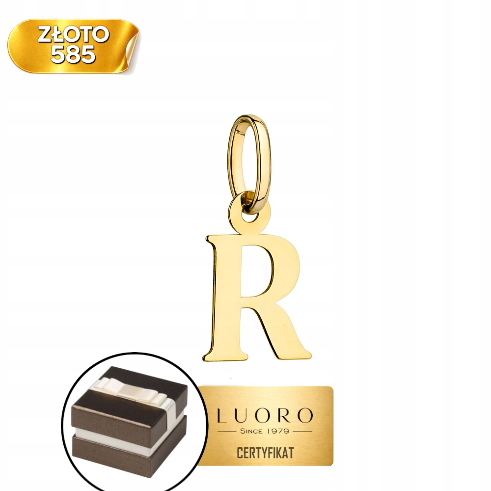 Přívěsek Zlatý 585 14K Písmenko R Žluté Zlato 17 MM Elegantní Dárek