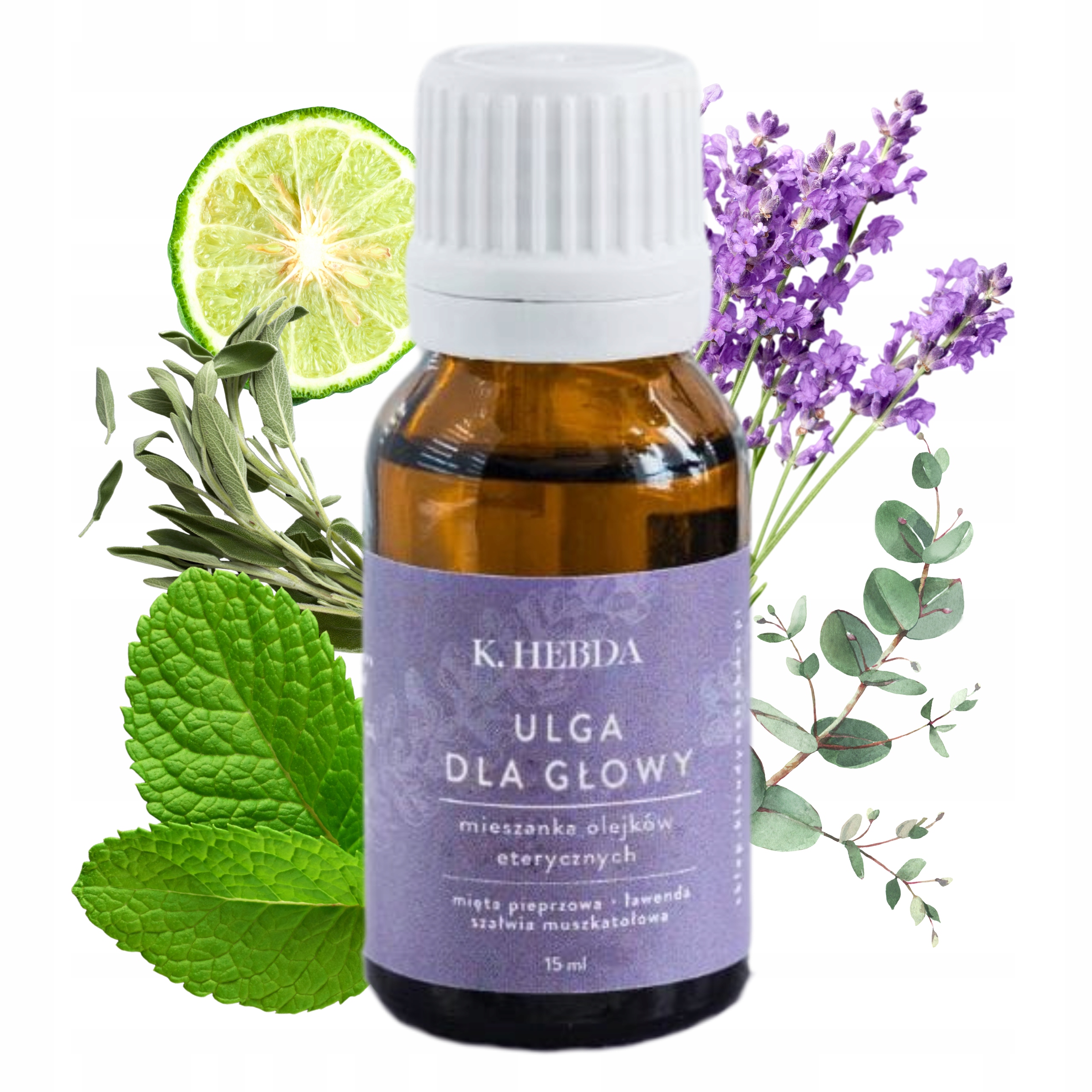 Olejek Eteryczny Ulga Dla Głowy Odprężający Kojący Aromat Hebda 15ml