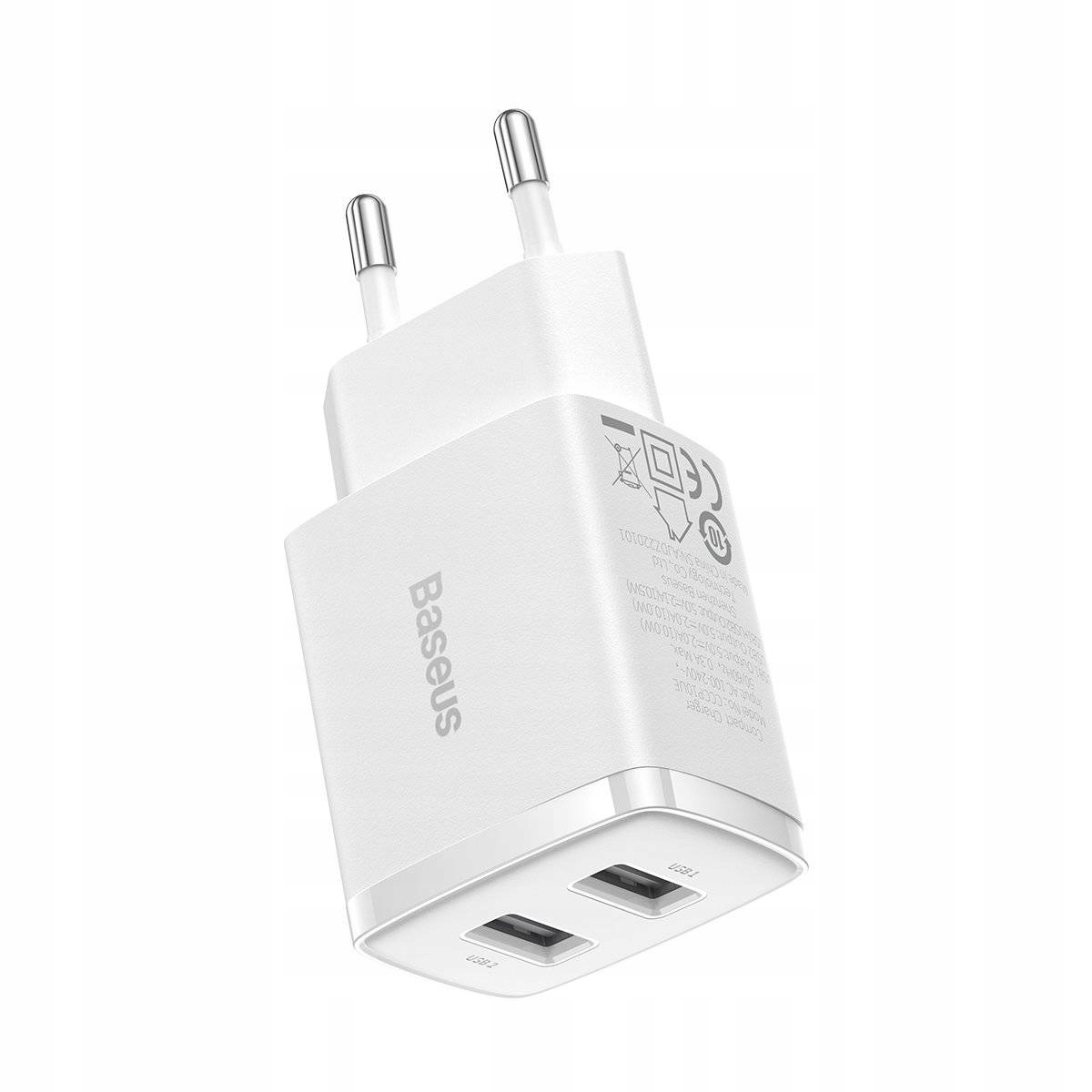Baseus Compact ładowarka sieciowa 2x USB 10.5W Kolor biały
