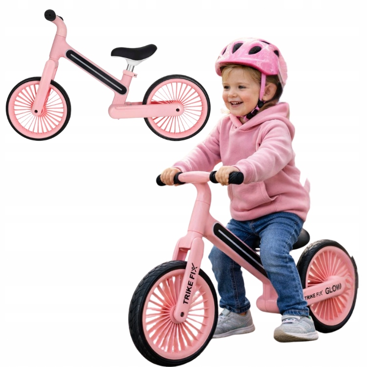 Rowerek Biegowy Led Różowy Dla Dzieci 2+ Lekki Eva Nowy Model