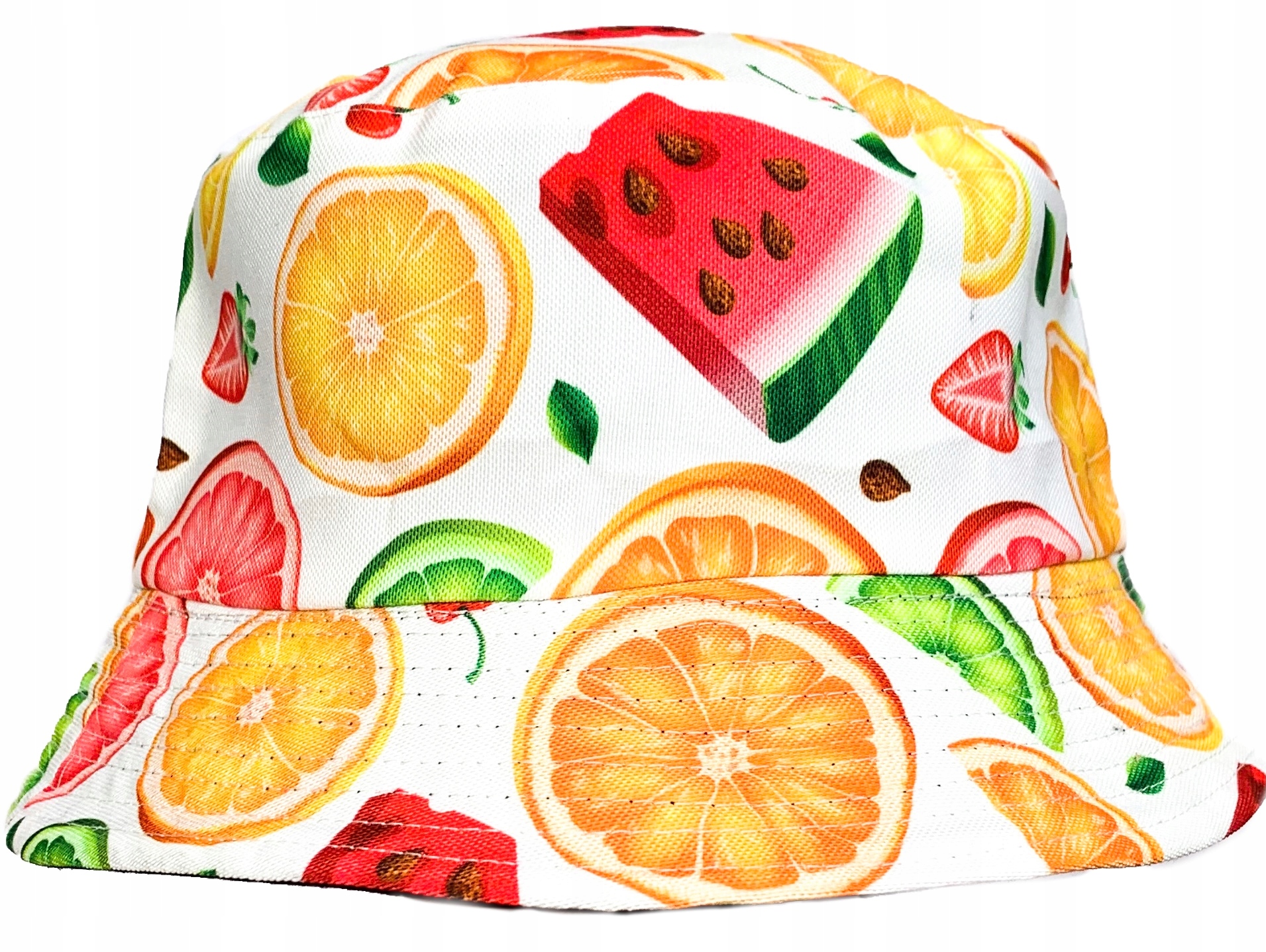 

Czapka letnia bucket hat kapelusik biała w owoce