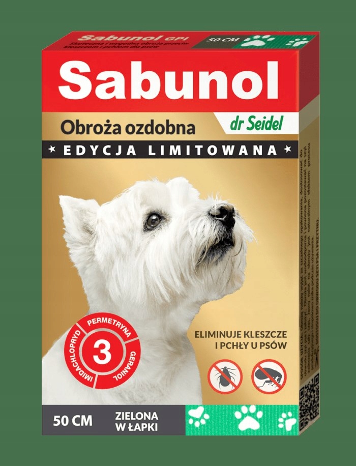 

Sabunol Gpi obroża ozdobna zielona w łapki przeciw