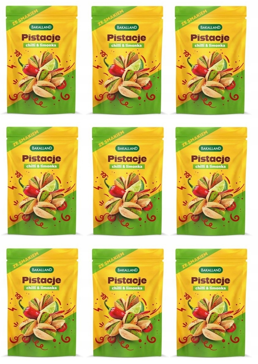 Levně 9 x 170 g Bakalland Pistácie pražené Chilli&Lime Karton