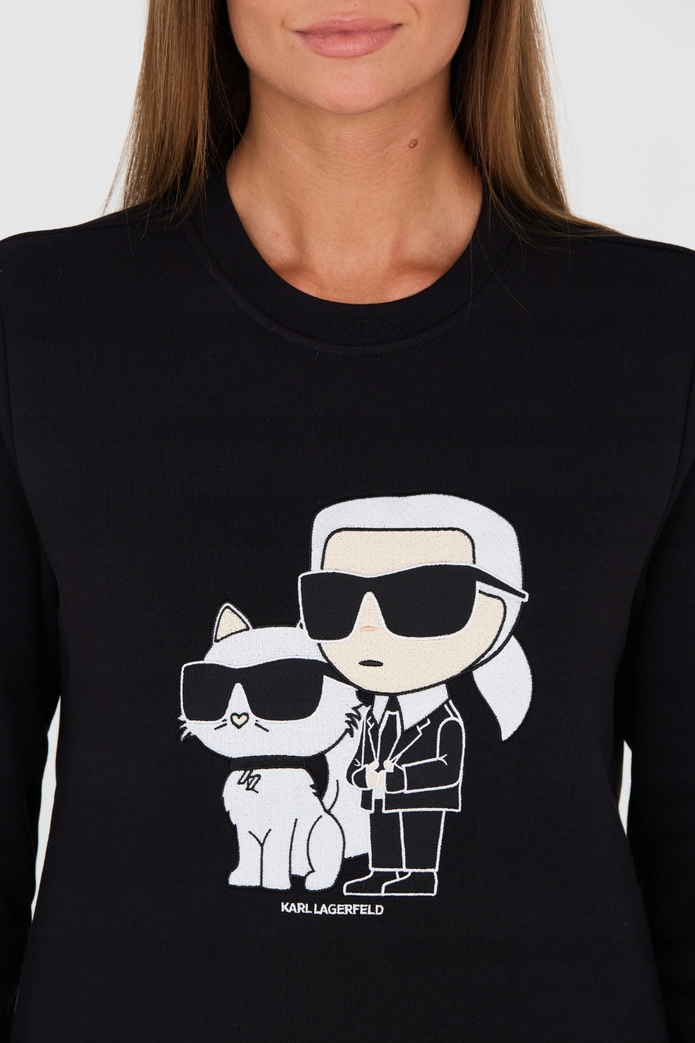 Mikina Karl Lagerfeld černá bavlněná bez kapuce L