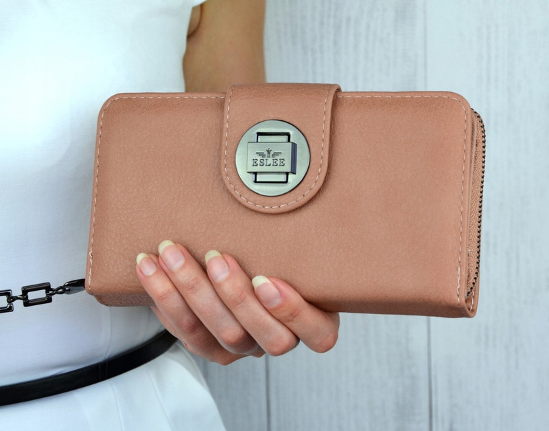 PORTFEL DAMSKI DUŻY PODWÓJNY PORTMONETKA ZAMEK Rodzaj portfel