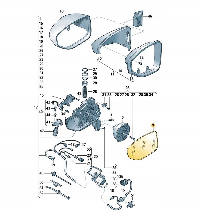 4N0857535E - ЗЕРКАЛЬНОЕ СТЕКЛО СФЕРИЧЕСКОЕ ТОНИРОВАННОЕ AUDI ЛЕВОЕ